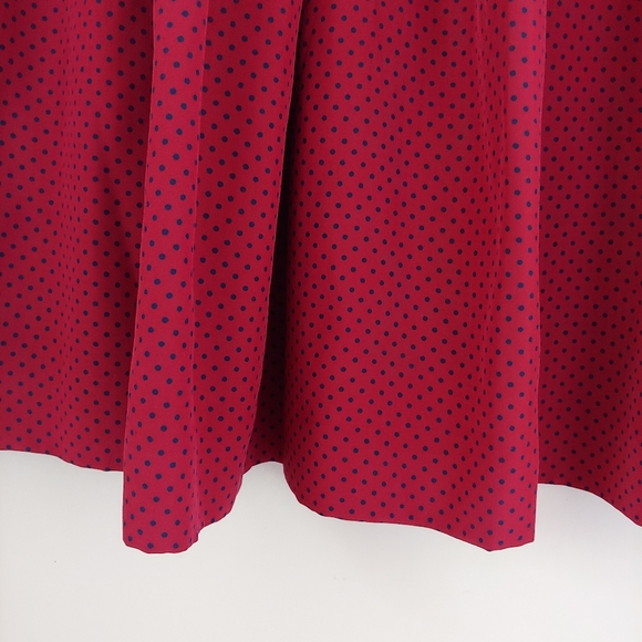 Alfred Sung Sport Silk Pleated Skirt Red Polka Dot Vintage Size 6 - Picture 10 of 15